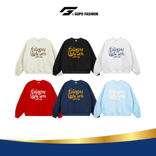   BST TẾT  Áo Sweater Nỉ Dày Form Boxy Tay Phồng Thêu Xù Unisex Local Brand GUPO - SWT02 