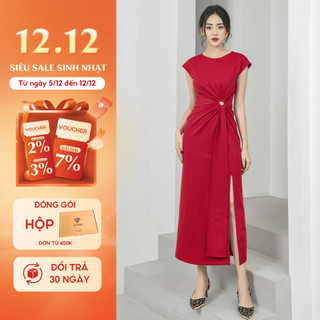  GEMMI Đầm dài body xẻ tà 43-77KG váy dài umi công sở dự tiệc bigsize | DK8403 
