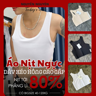  Áo Nịt Ngực Tomboy Gen Thun Không Viền Dây Khóa Kéo Hông Lót Bó Ép Làm Nhỏ Thể Thao Gym Nữ Ba Lỗ Bigsize  Nguyễn Nguyên 