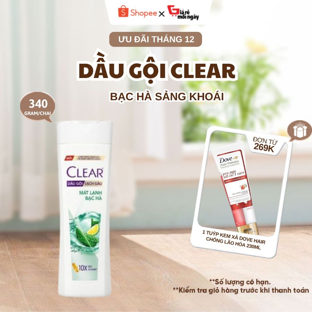 Dầu gội Clear Mát Lạnh Bạc Hà 340G