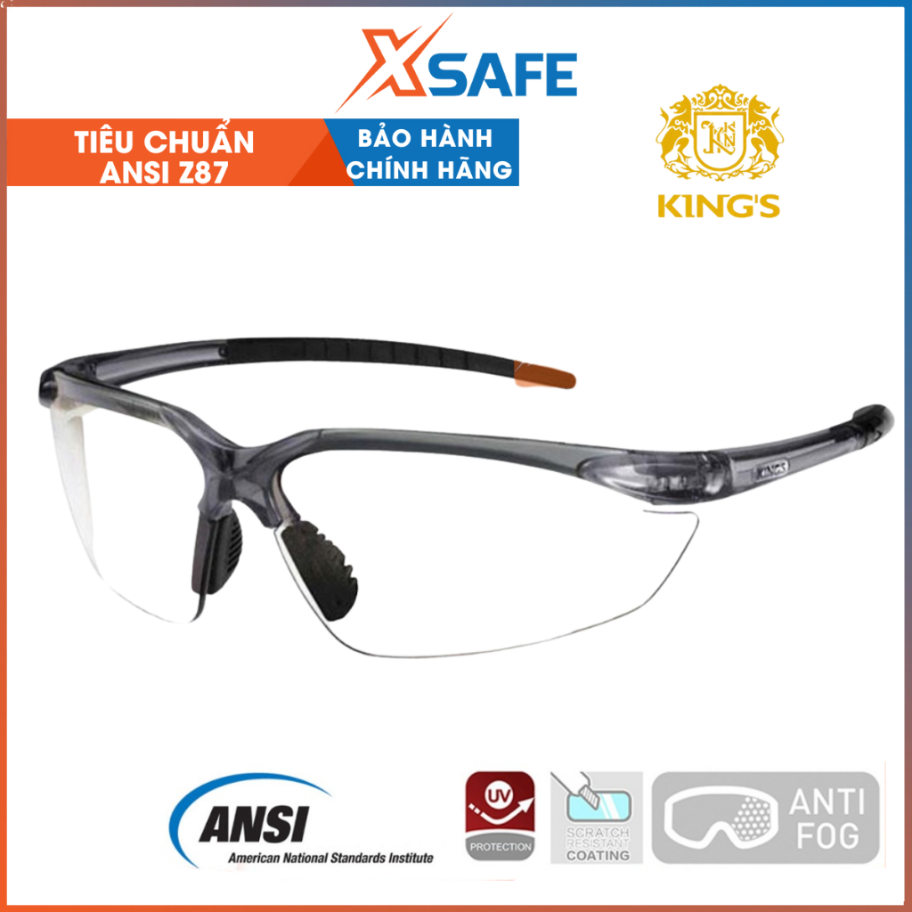 Kính bảo hộ Kings KY711 chống bụi, chống đọng sương, chống tia UV, tròng kính hạn chế trầy xước