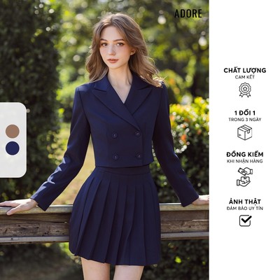 512BL3001  - Blazer cổ 2 ve dáng ngắn navy/ nâu rêu ADORE