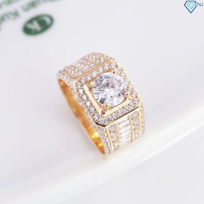 Nhẫn bạc nam xi vàng hồng bản vừa đính đá cao cấp NNA0820-XH - Trang Sức TNJ