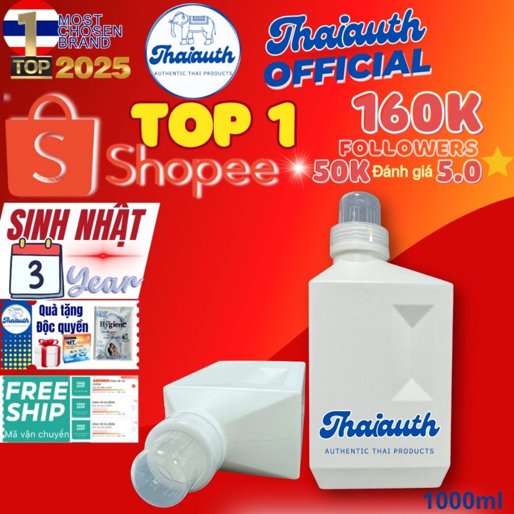Bình rỗng đựng nước giặt, nước xả 1000ml | Chai nhựa đựng dung dịch có nắp đậy Thaiauth