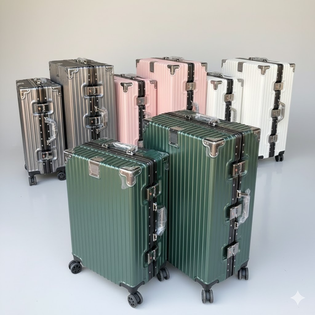 Vali Khung Nhôm Khóa Sập Cao Cấp Chịu Lực Chống Vỡ Chống Trầy Xước – Bền, Nhẹ, Size 20/24/28