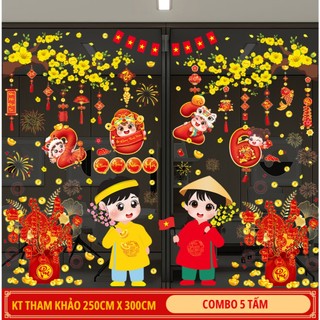 Decal tết, tranh decal tết trang trí cửa kính, tranh tết 2025, BÌNH HOA 3D SIÊU ĐẸP
