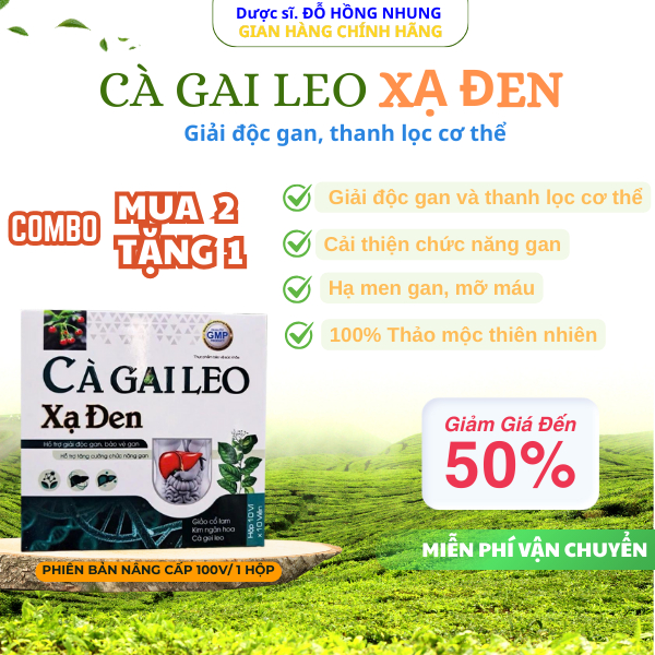 Giải độc gan cà gai leo xạ đen Dược sĩ Đỗ Hồng Nhung GV100 mẫu mới nâng cấp vỉ 150 viên