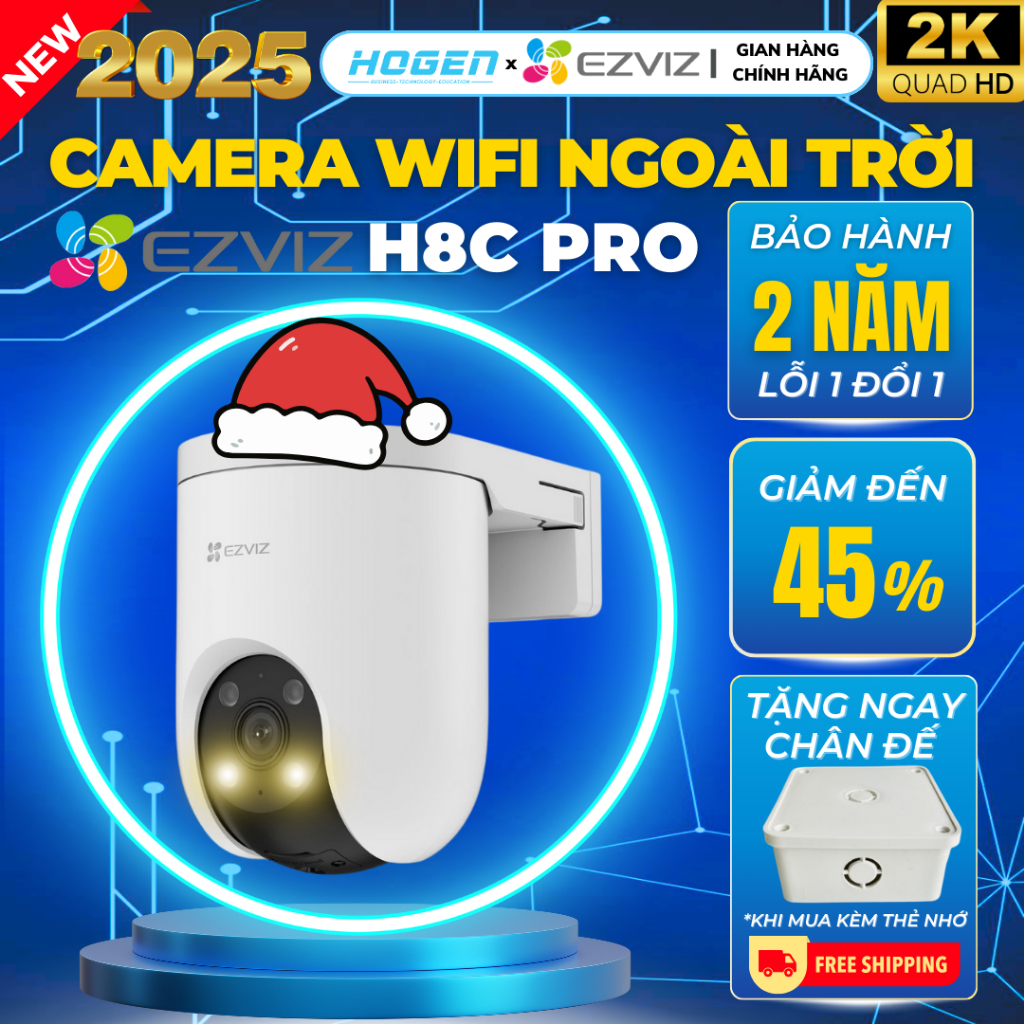 Camera Wifi Ngoài Trời EZVIZ Quay Quét 360 H9C, H8, C8C,H8C PRO C8W 2K 3K - Tích Hợp AI- Đêm Có Màu