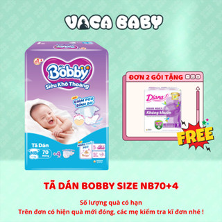   MẪU MỚI CẢI TIẾN  Tã Dán Sơ Sinh Bobby NB70 miếng - Lõi nén cotton-soft 3mm 
