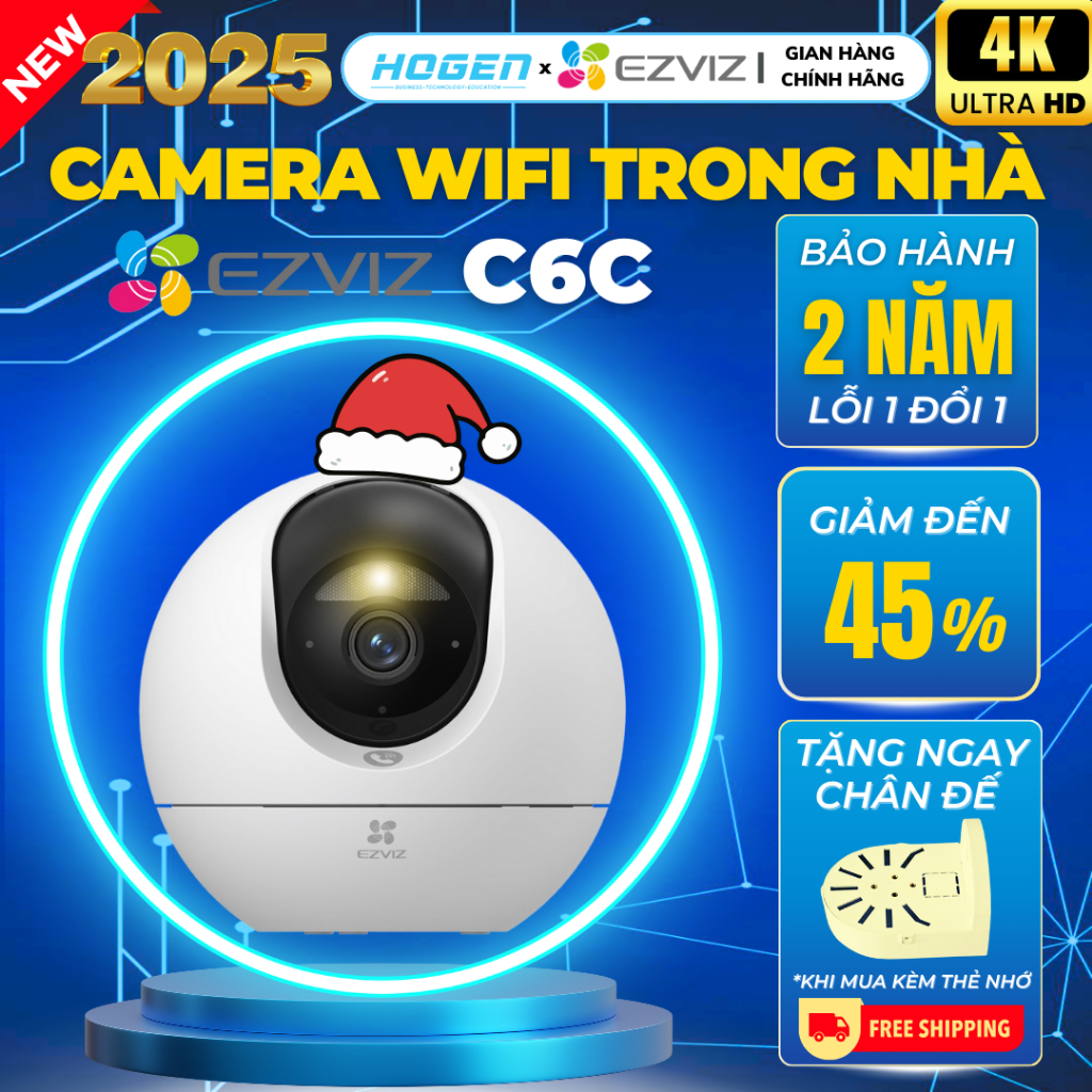 Camera WIFI EZVIZ C6C 4K -Xoay 360 Độ, Đàm Thoại 2 Chiều, Phát Hiện Chuyển Động, AI PB Người Và Vật