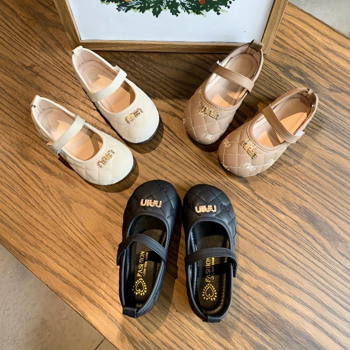 Giày búp bê cho bé gái chữ Min trần chỉ da mềm đế bệt kiểu dáng basic
