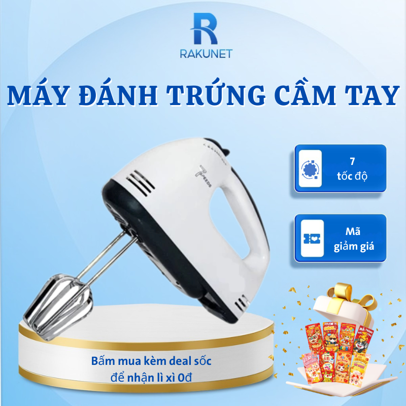Máy đánh trứng cầm tay RAKUNET mini 7 cấp độ công suất 260w hàng chính hãng cao cấp