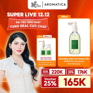   VHL x Aromatica  Xịt Dưỡng Chân Tóc Hương Thảo AROMATICA Rosemary Root Enhancer 100ml + Xịt dưỡng 30ml + Dầu gội 30ml 