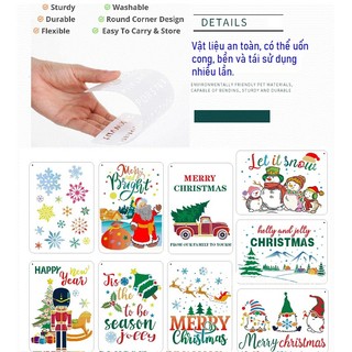 Bộ 6 khuôn rỗng mẫu vẽ tranh tô màu trang trí Noel, giáng sinh kích thước 10 x 10cm