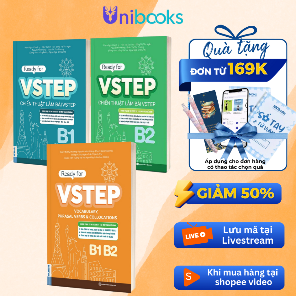Sách - Combo Luyện Thi Vstep - Ready For VSTEP B1, B2 - Chiến Thuật Làm Bài Và Tổng Hợp Từ Vựng B1, 