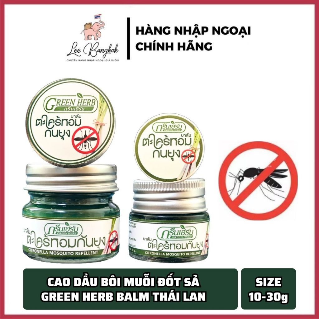 [CHUẨN THÁI] Cao / Dầu Cù Là Sả Bôi, Thoa Muỗi Đốt Green Herb Balm Nắp Trắng Thảo Dược An Toàn Cho Bé Thái Lan 10-20g