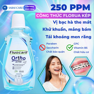  Nước súc miệng niềng răng vị bạc hà Sabai Fluocaril Thái Lan nước súc miệng răng niềng 500ml Sabai Care 
