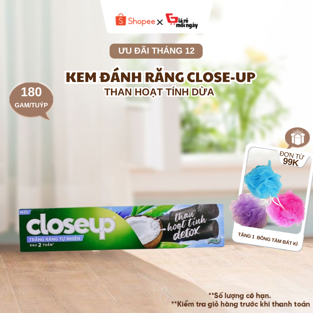 Kem Đánh Răng Closeup Than Hoạt Tính Detox 180gr