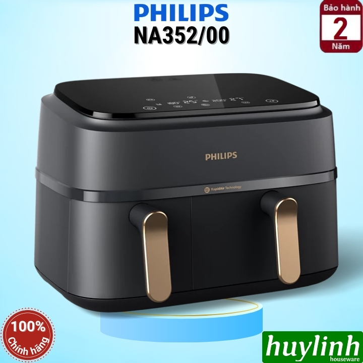 Nồi chiên không dầu 2 ngăn Philips NA352/00 - 9 lít và 3 lít - 2750W - Hàng chính hãng