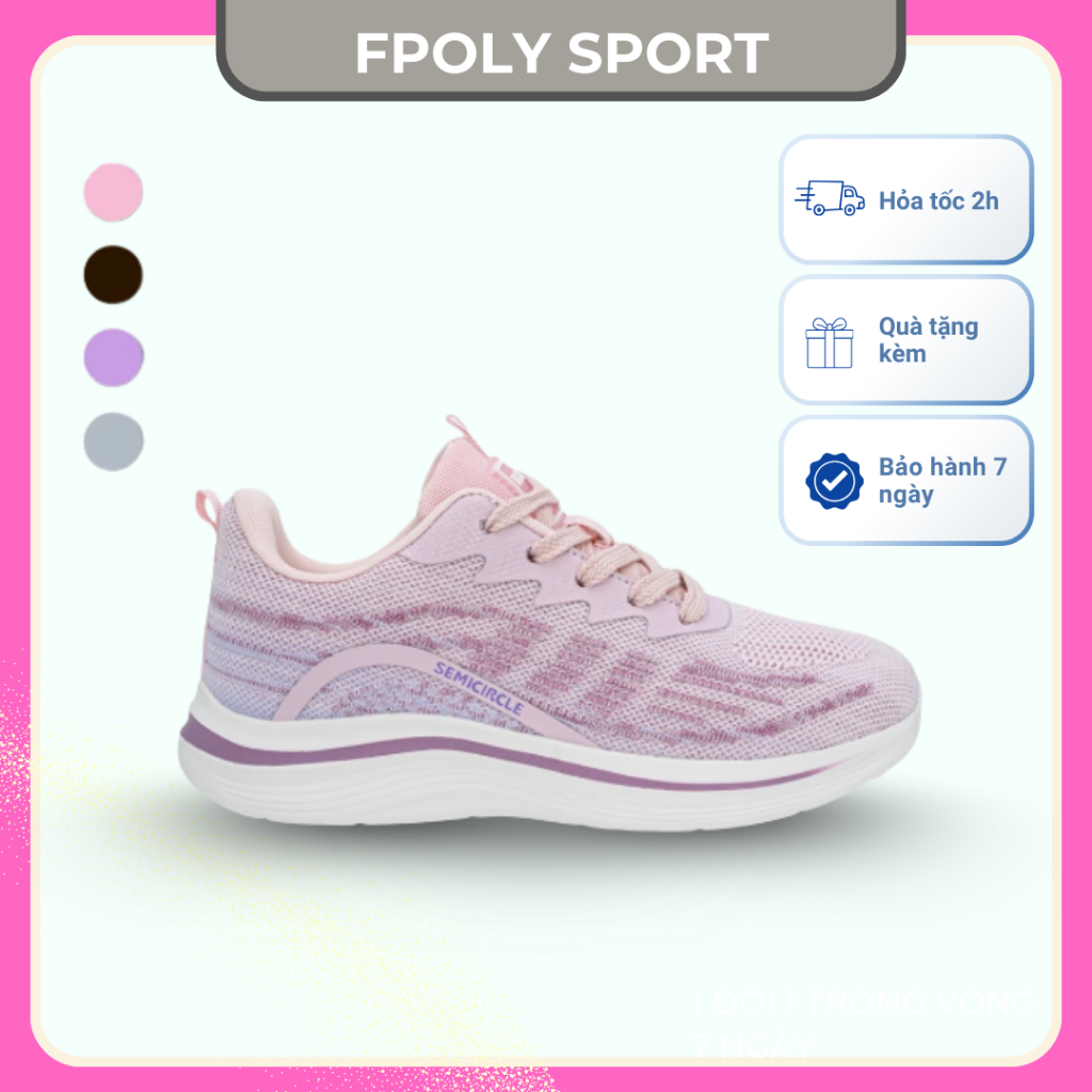 Giày Thể Thao Nam Nữ Siêu Nhẹ Fpoly sport Semicircle Êm Chân, Thoáng Khí Phù Hợp Giày Chạy Bộ Nữ