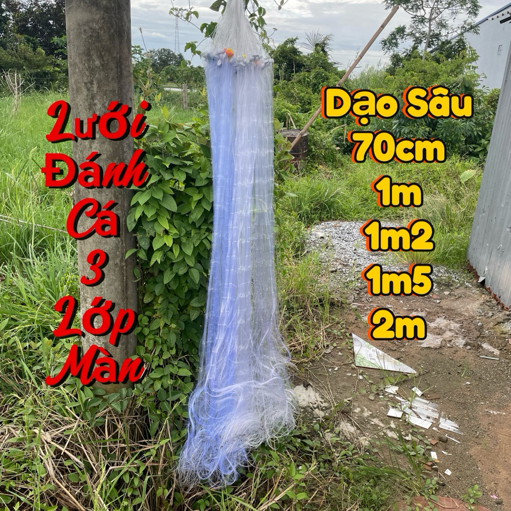 Lưới đánh cá 3 màn, lưới bắt cá 3 lớp Thái, lưới dài 45/50m và 90/100m Fishing câu cá