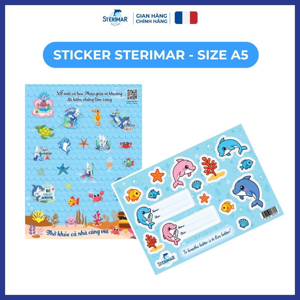 [ QUÀ TẶNG ] Nhãn Dán Sticker Đàn Cá Heo Xinh Xắn Cho Bé Sterimar