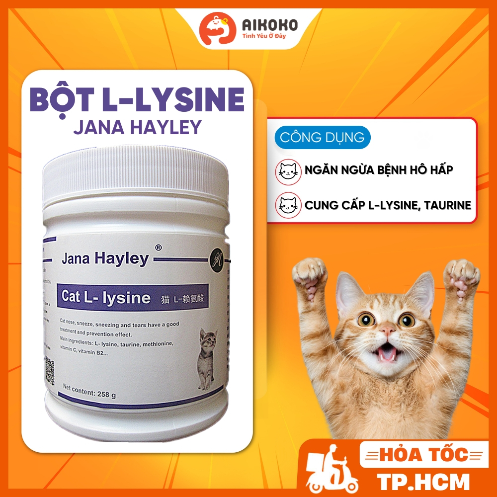 Bột L-Lysine Jana Hayley Tăng Đề Kháng Cho Chó Mèo - Hỗ Trợ Các Bệnh Về Hô Hấp (Đau Mắt, Ho, Sổ Mũi) - Aikoko