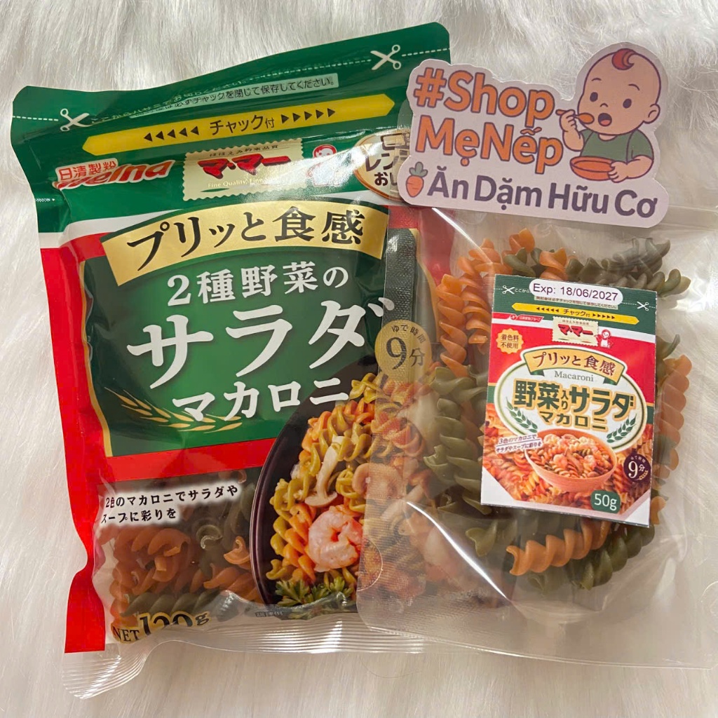 Nui xoắn rau củ Macaroni Nhật cho bé 9m+
