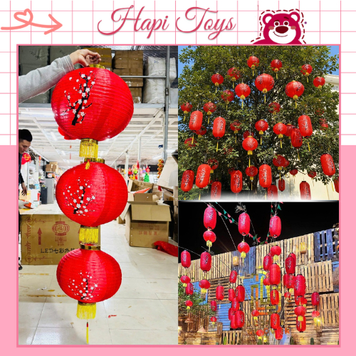 Đèn Lồng Hoa Đào Mai Vải Đỏ phong cách Nhật Bản Trang Trí Tết, Lễ Hội 2026 Cầu Tròn Đỏ treo Decor Nh