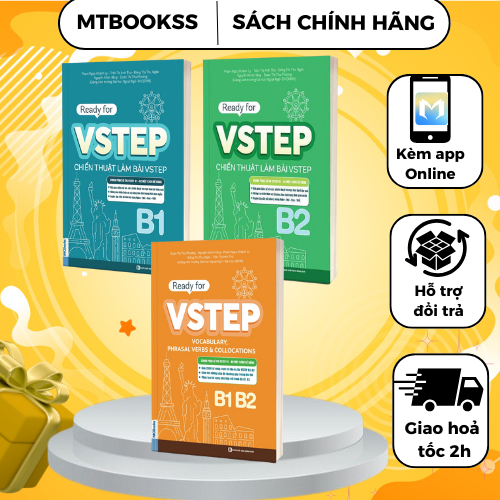 Sách - Combo Luyện Thi Vstep - Ready For VSTEP B1, B2 - Chiến Thuật Làm Bài Và Tổng Hợp Từ Vựng B1, 
