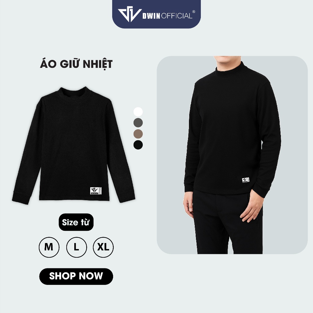 Combo 2 Áo giữ nhiệt nam dài tay Dwin chất lông thỏ thun cao cổ co giãn lót nỉ 2 mặt local brand 2.0
