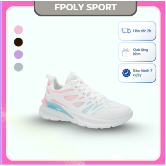 Giày Thể Thao Nữ Fpoly Sport Đế Cao 4cm Êm Mềm, Dáng Basic Dễ Phối Đồ