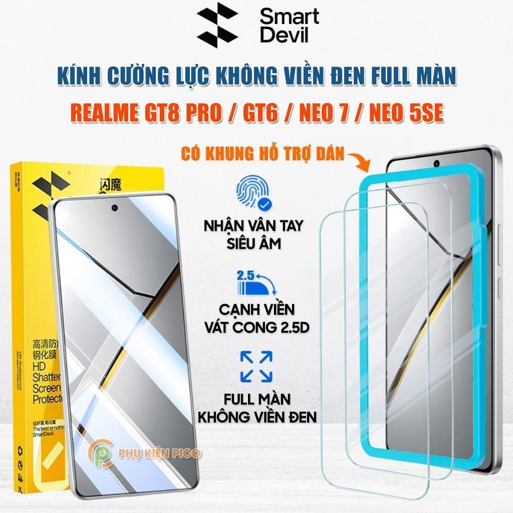 Kính cường lực Realme GT8 Pro / Neo7 / Neo7 SE / Neo 5 SE / GT6 / GT3 trong suốt full màn hình chính