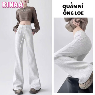  Quần Ống Loe Gân Mông Vải Nỉ 2 Da Thu Đông Siêu Hot Vải Dày Dặn Mặc Ấm Cực Kỳ Tôn Dáng MIAA 