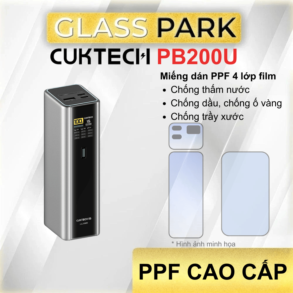 Miếng dán PPF cao cấp 4 lớp film bảo vệ sạc CukTech PB200U chống trầy xước, bền bỉ lâu dài