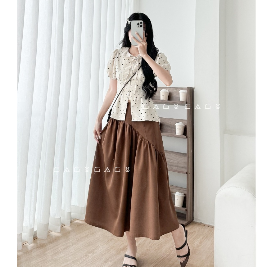 Chân Váy Midi Dài Xếp Ly GAGO BRAND, Chân Váy Nữ Dáng Dài Phong Cách Thời Trang Văn Phòng GO4524