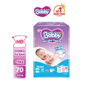   Tặng 4 miếng  Tã dán sơ sinh Bobby NB 70+4 miếng duoi 5kg. bao bì thây đổi theo tùy đợt nhập hàng 