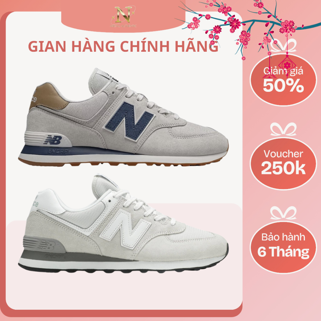 [ 𝙎𝘼𝙇𝙀 Chính Hãng ] Giày New Balance 574 AUTHENTIC. Giày Sneaker NB574 Basic Da Lộn Nam Nữ Bao Check
