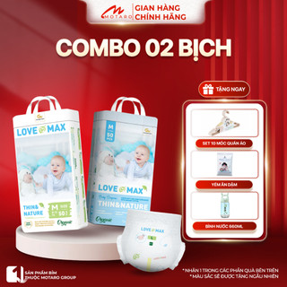   COMBO 2 BỊCH  Tã Bỉm Dán Quần LOVE MAX 100% Organic Mỏng Nhẹ 