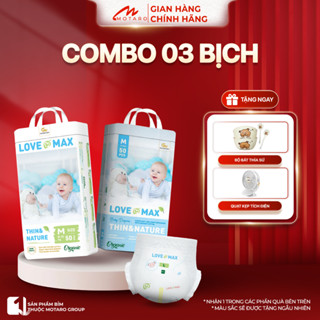   COMBO 3 BỊCH  Tã Bỉm Dán Quần LOVE MAX 100% Organic Mỏng Nhẹ 