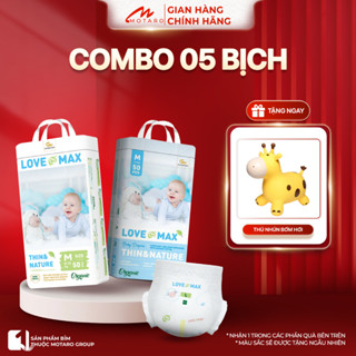   COMBO 5 BỊCH  Tã Bỉm Dán Quần LOVE MAX 100% Organic Mỏng Nhẹ 