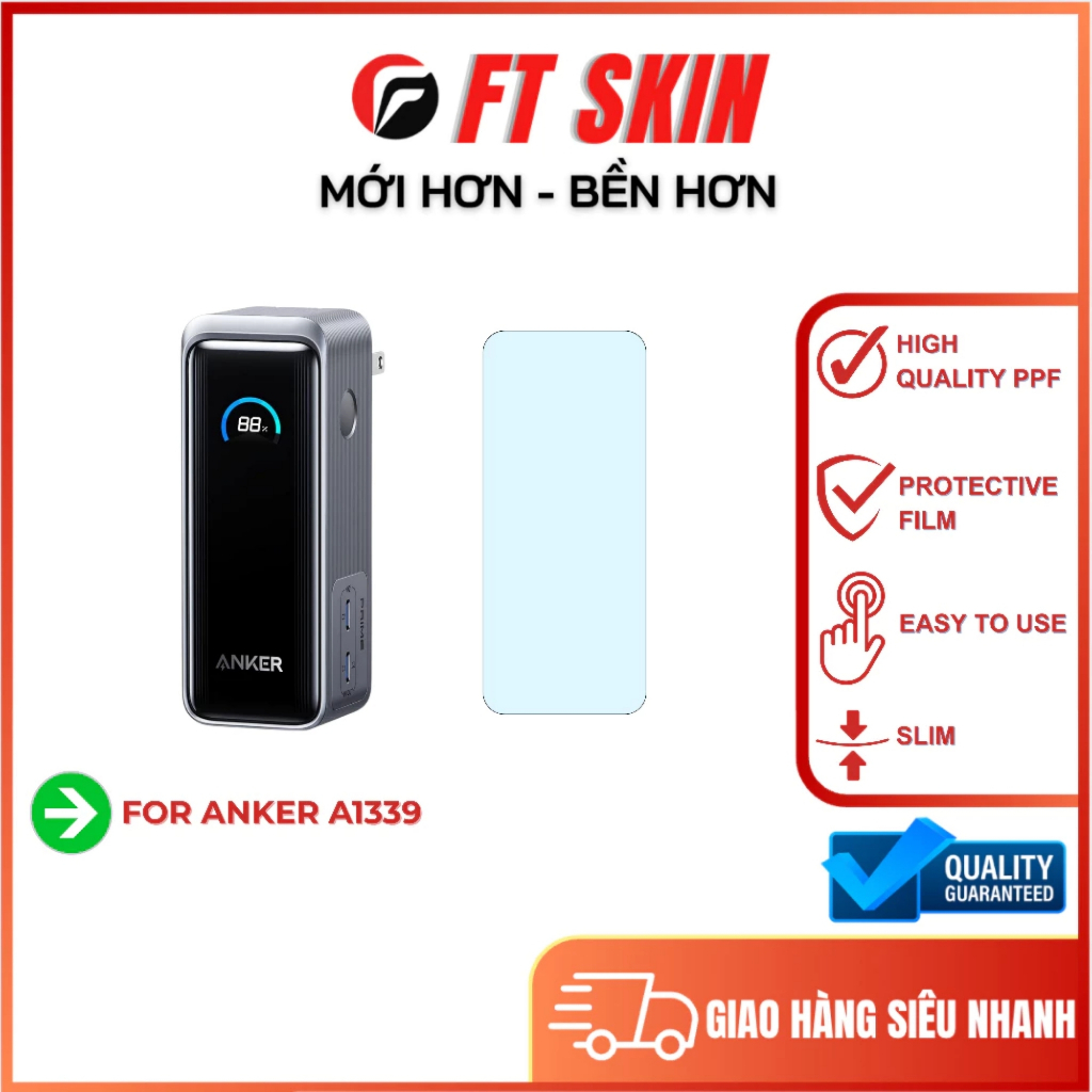 Miếng dán PPF film dành cho sạc dự phòng Anker A1339 chất lượng cao chống trầy, thiết kế bởi FT Skin