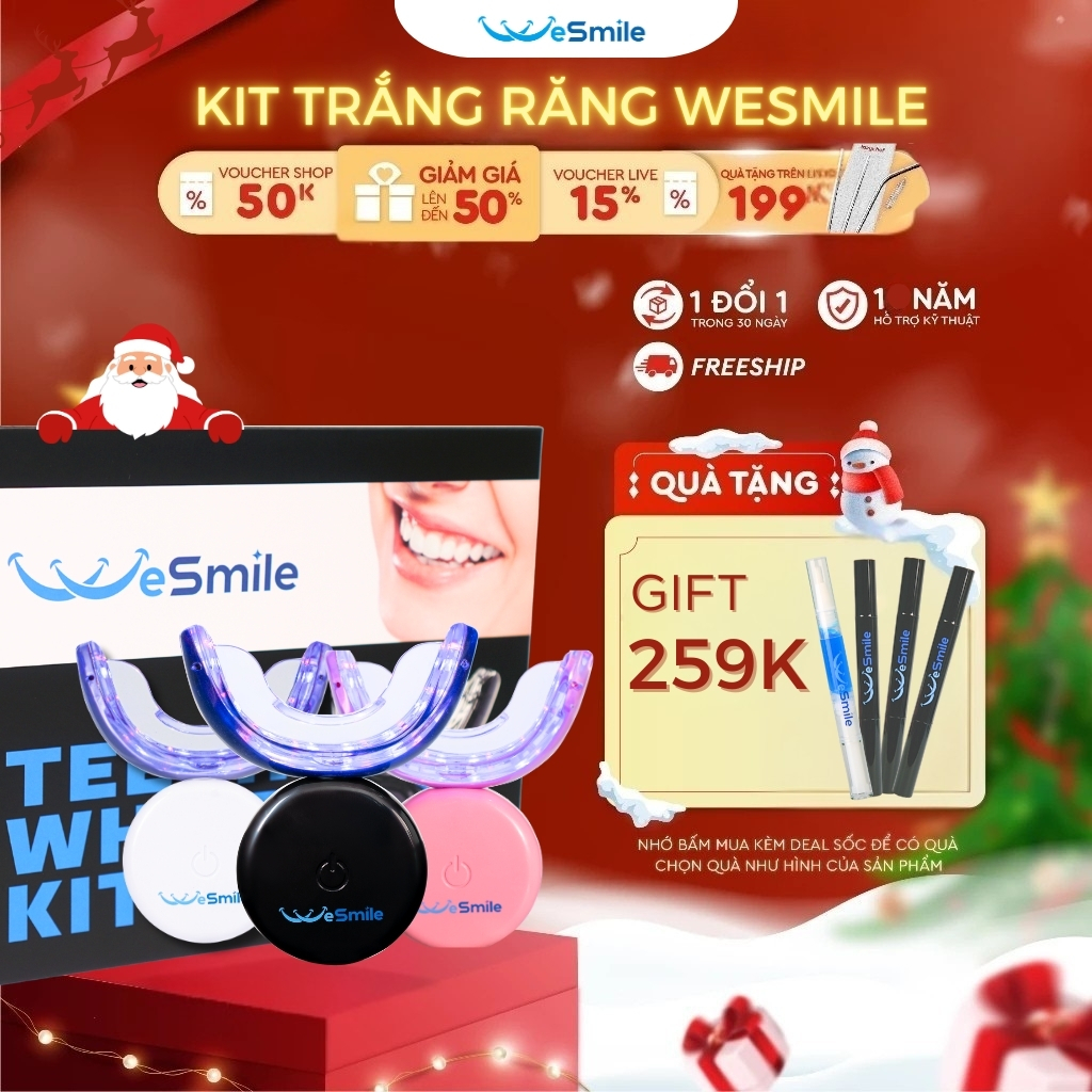   GIÁ 494K TẠI LIVE SHOP  Kit trắng răng Wesmile Pro 3+1 máy làm trắng răng tại nhà không gây ê buốt - Bảo hành 12 tháng 
