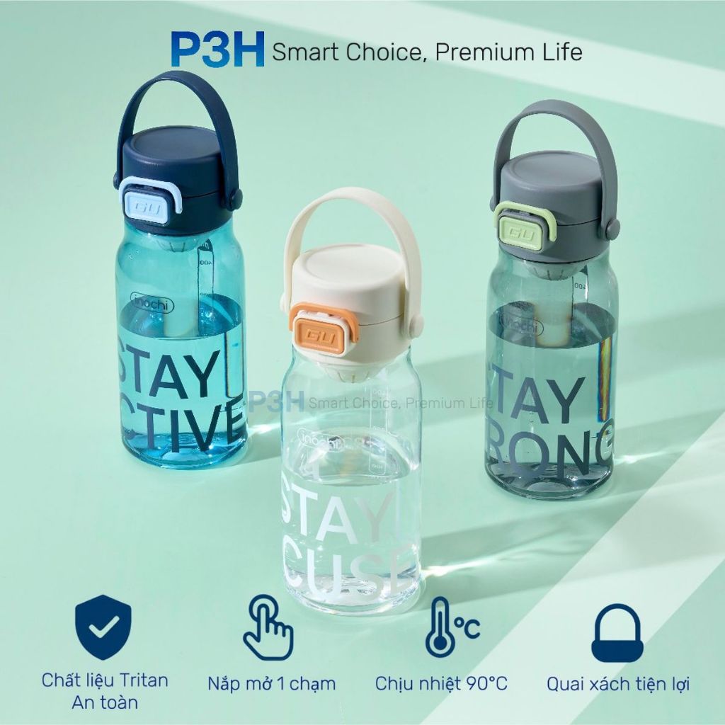 Bình nước nhựa Tritan Inichi Base có quai xách nắp mở 1 chạm P3H Store