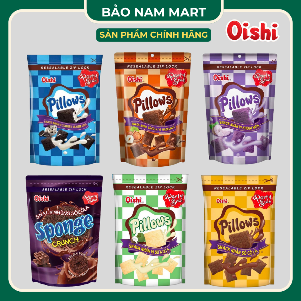 COMBO SNACK nhân kem OISHI PILLOWS đủ vị - HÀNG CHÍNH HÃNG