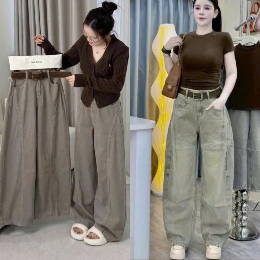 Quần bò ống rộng nữ cạp cao quần jeans ống rộng lưng cao, vải bò 2024 | BigBuy360 - bigbuy360.vn