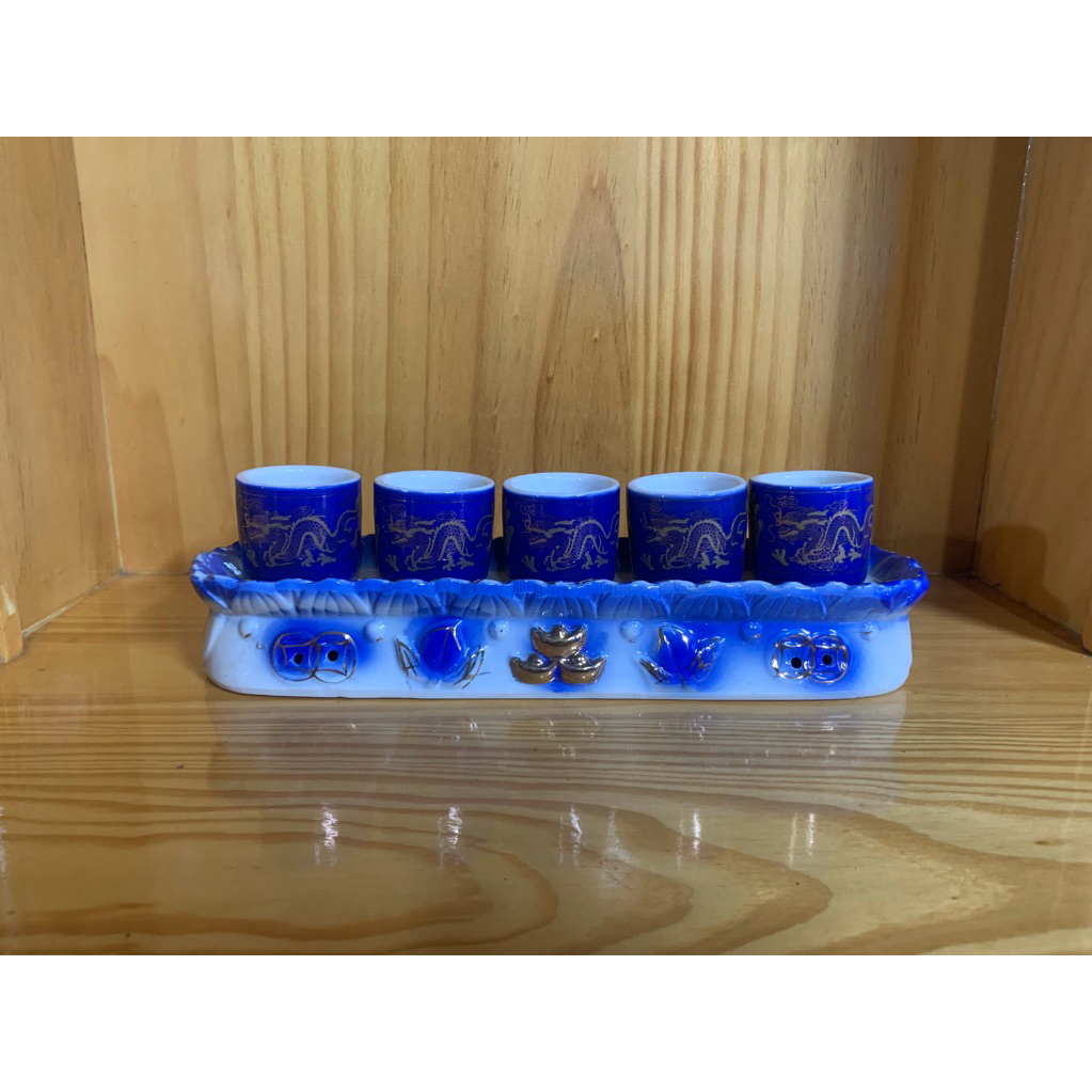 Bộ 5 chung cúng nước màu xanh