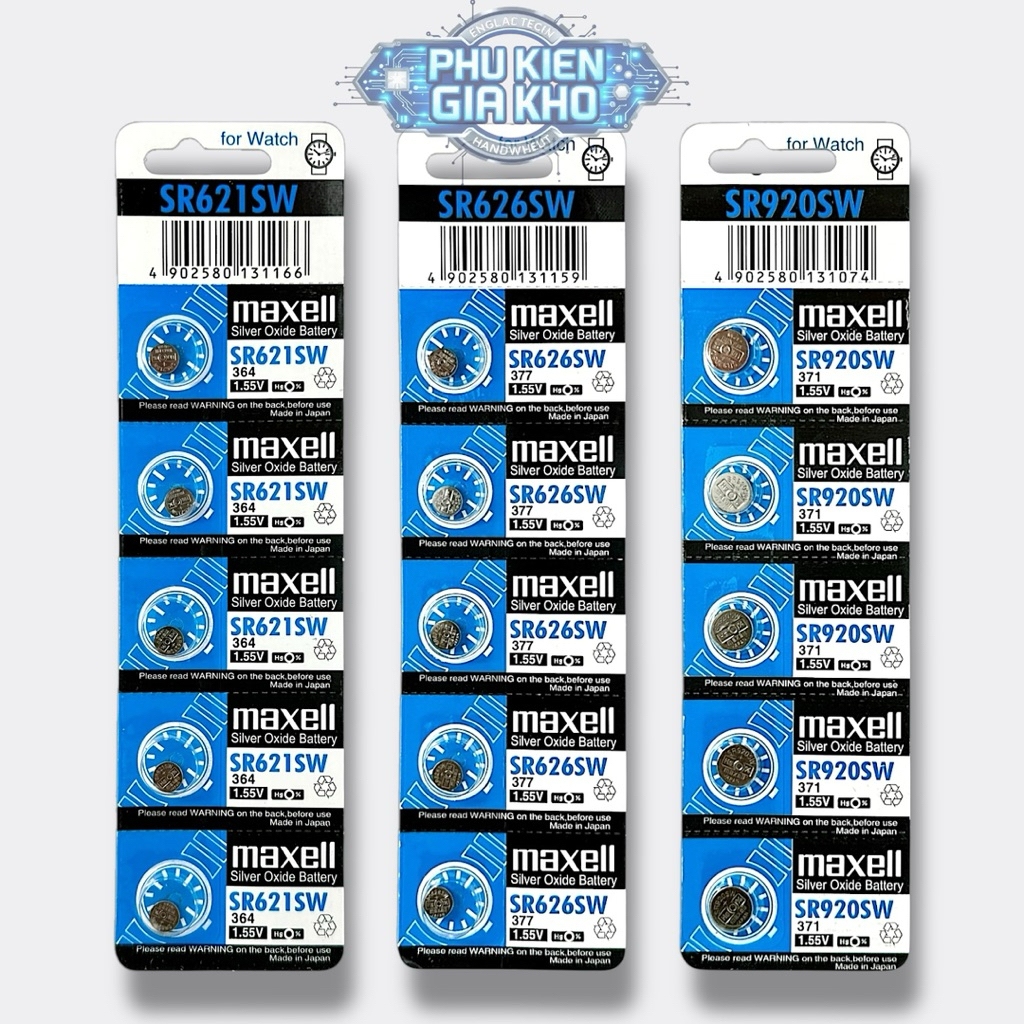 [Vỉ 5 Viên] Pin Cúc Áo MAXELL SR621SW / 626 / 920 / 927 Silver Oxide 1.55V - Bền, Đẹp, An Toàn