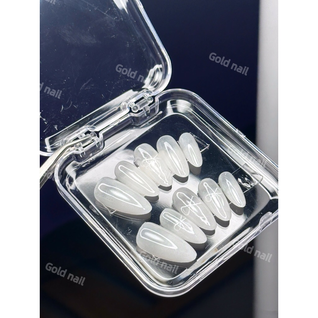 M68: Nailbox Thiết Kế Thủ Công Thạch Trắng Omber