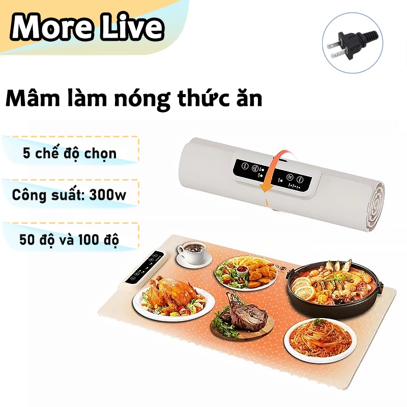 Thảm hâm nóng đồ ăn đa năng gấp gọn,110V Mâm giữ nhiệt thức ăn uống tiện dụng, Tấm lót hâm nóng bàn ăn cho mọi gia đình